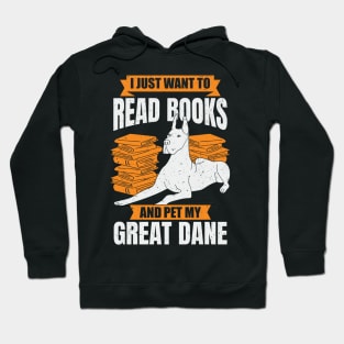 Great Dane German Mastiff Dog Reading Lover Gift Hoodie